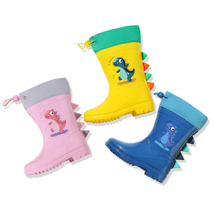 Durable children's leopard print rain boots, waterproof and non-slip for safe outdoor adventures & puddle jumping.