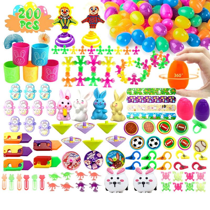 Ready-to-hide prefilled Easter eggs, packed with engaging toys and fun stickers