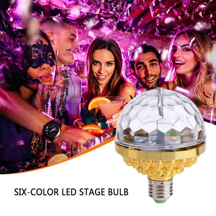 Colorful LED Party Bulb, creating a vibrant disco atmosphere with rotating RGB lights