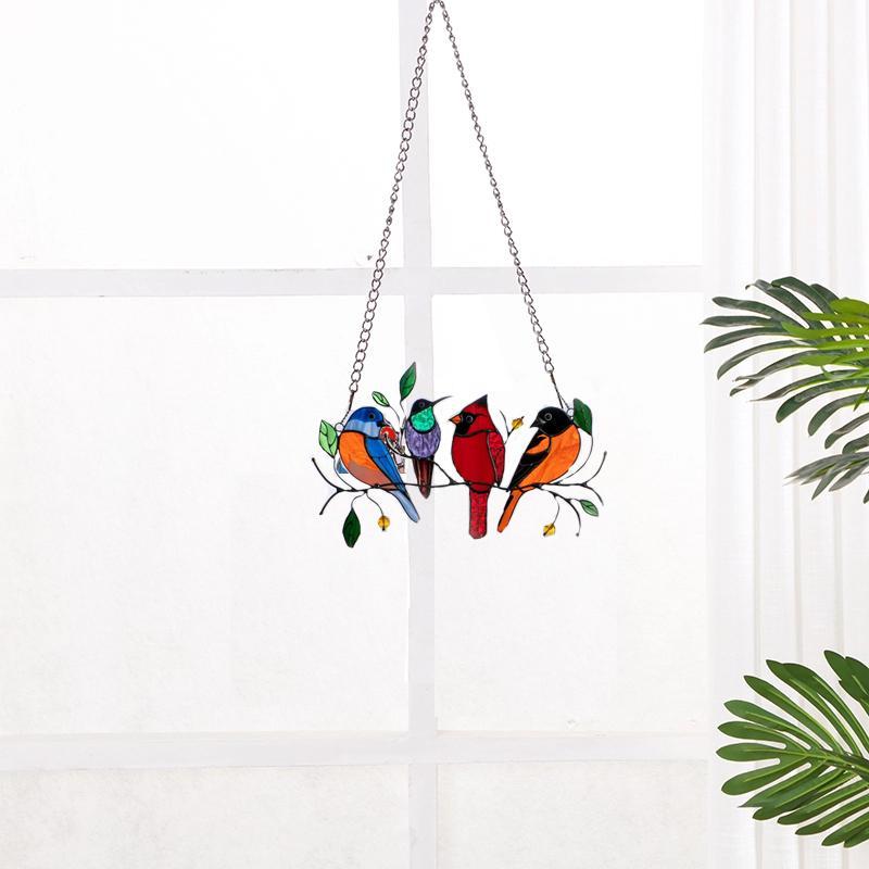 Pastoral style stained glass dove suncatcher, beautiful colorful home accent
