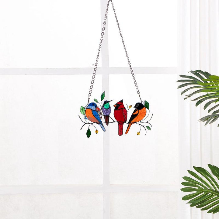 Pastoral style stained glass dove suncatcher, beautiful colorful home accent