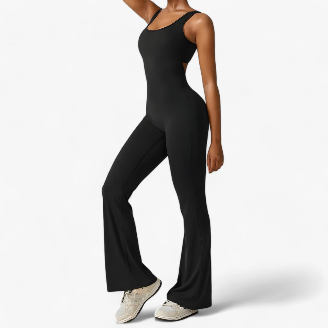 Comfortable black women's jumpsuit, a timeless everyday essential.