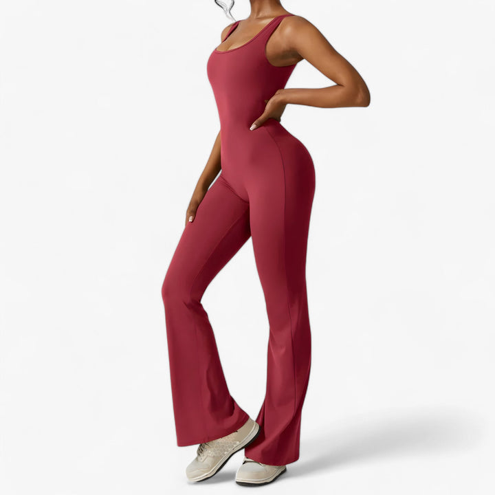 Women's versatile jumpsuit, perfect for layering in cooler weather.