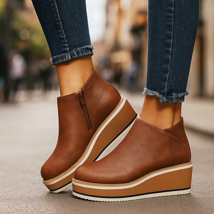 Comfortable women's platform shoes in vegan leather, ideal for casual fashion footwear
