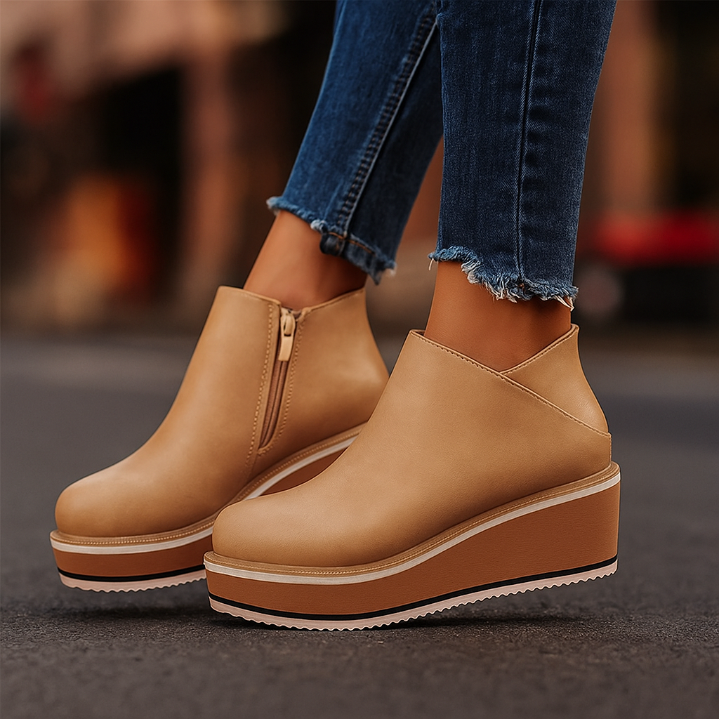 Women's comfortable platform footwear made from durable vegan leather, perfect for daily wear