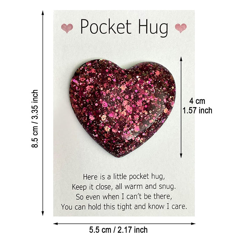 Various colored resin Pocket Hug hearts, perfect small gifts for comfort & anxiety