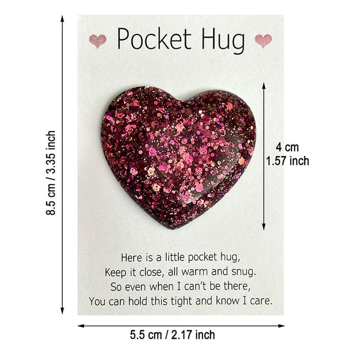 Various colored resin Pocket Hug hearts, perfect small gifts for comfort & anxiety