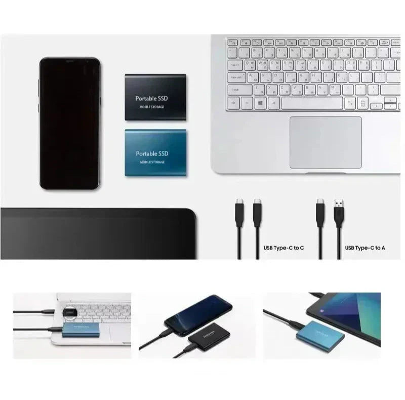 Sleek, compact 128GB portable SSD for on-the-go fast data transfer and external storage.