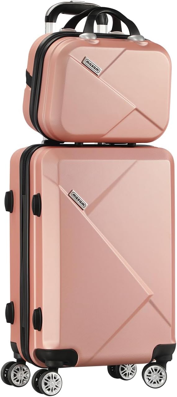 Sleek, modern 2-piece hardshell carry-on luggage set with spinner wheels for all your travel needs.