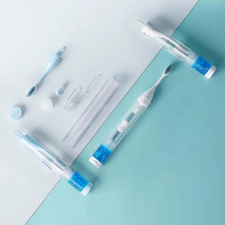 Compact folding toothbrush, black, designed for ultimate portability and dental care