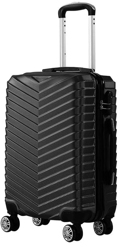 Compact black hardshell carry-on suitcase with smooth 360° spinner wheels, ideal for travel.