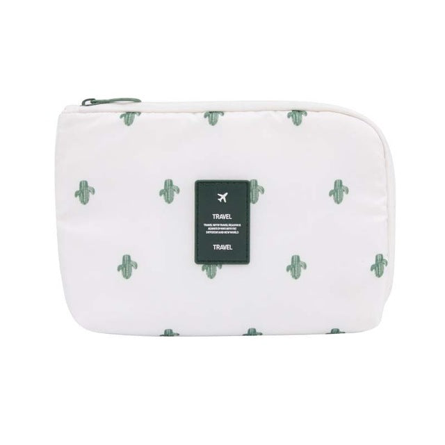 Compact cactus color waterproof electronics & cable travel organizer. Keep gadgets safe on the go.