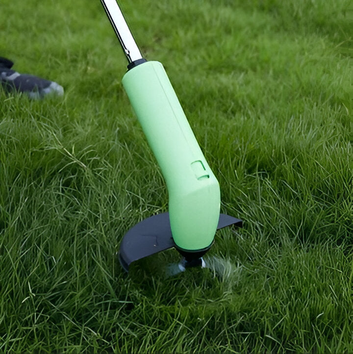 Portable cordless mini weed wacker, lightweight electric grass trimmer perfect for easy lawn care & garden tool use.