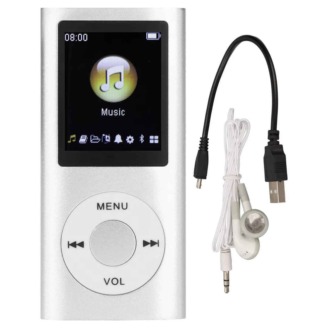 Compact digital MP3 player with 1.8" LCD screen, perfect for portable music & video playback.