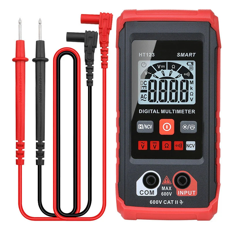 Compact digital multimeter for electrical testing, measuring voltage & resistance, portable electronics tool