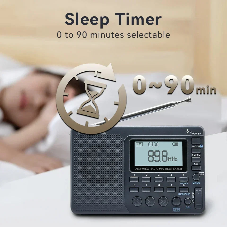 Rechargeable EchoWave portable multi-band radio with USB charging. Designed for outdoor, travel & emergency use.