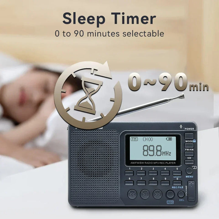 Rechargeable EchoWave portable multi-band radio with USB charging. Designed for outdoor, travel & emergency use.