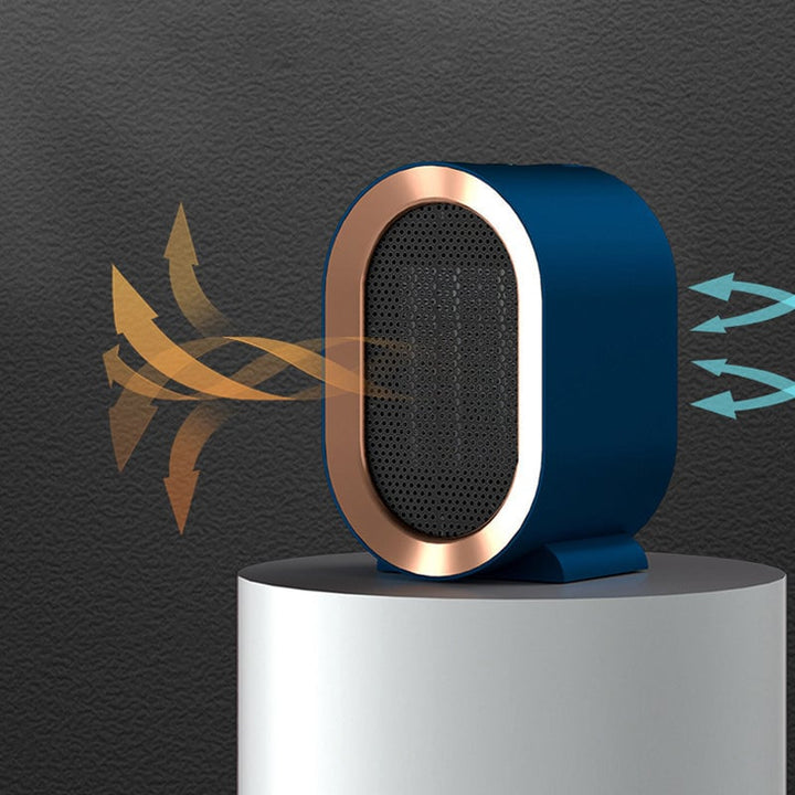 Quiet electric personal warmer for desk, compact and safe for daily use.