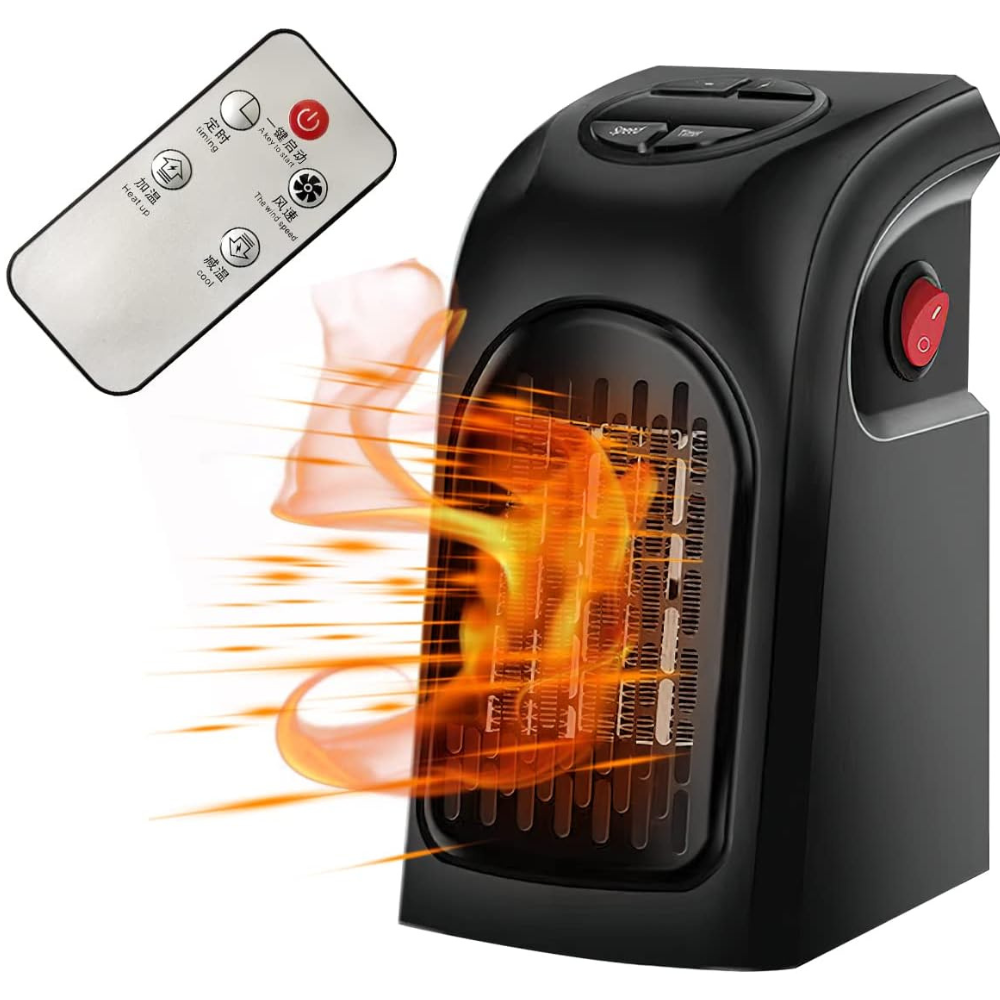 Easy-to-carry TavvitaImp010 compact heater, demonstrating its portability for various rooms & workspaces.