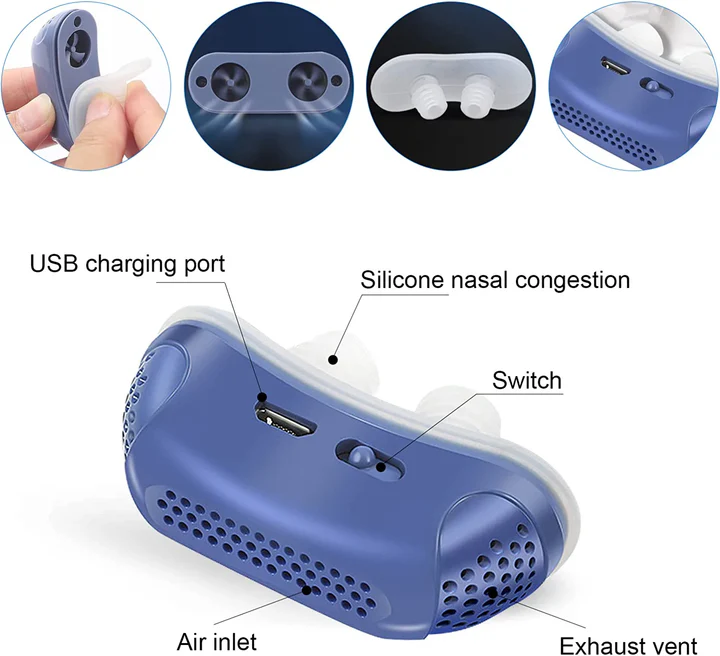 Unisex maskless CPAP device, offers comfortable relief for sleep apnea & snoring. Enjoy quiet, restful sleep.