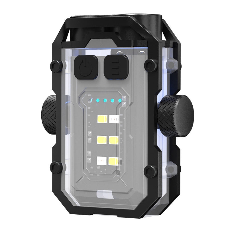 Rechargeable mini flashlight, showing its USB charging port and indicator light, for convenient power