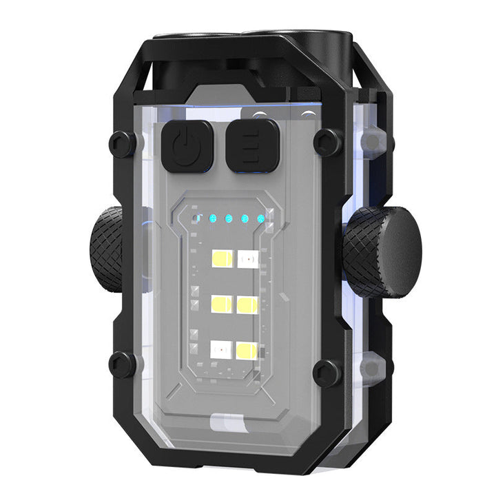 Rechargeable mini flashlight, showing its USB charging port and indicator light, for convenient power