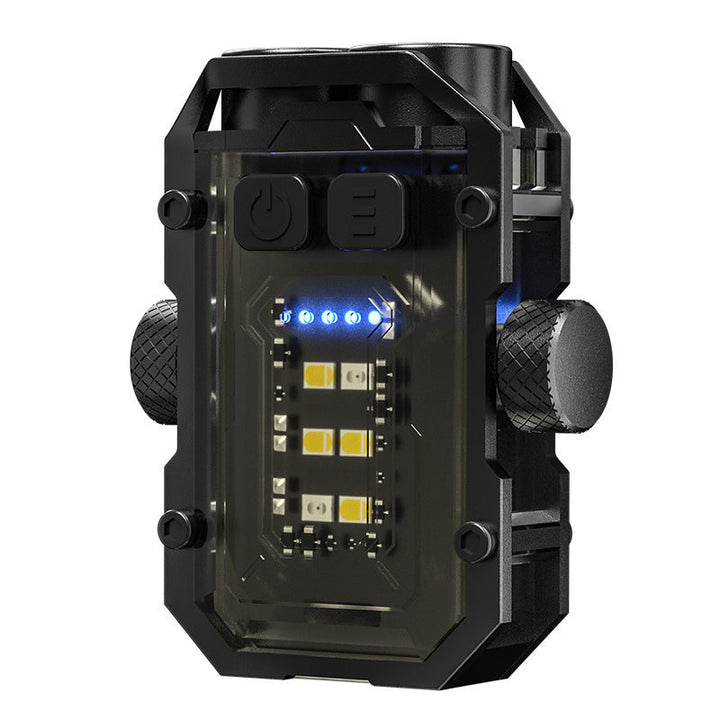 Durable rechargeable LED flashlight, black, featuring its robust construction, essential for emergency kits