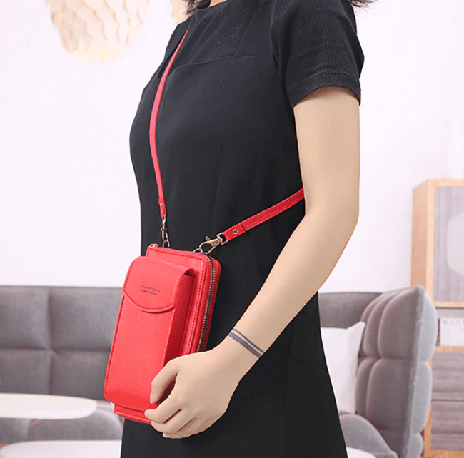 Compact PU leather women's crossbody bag with an adjustable strap, perfect for daily use.