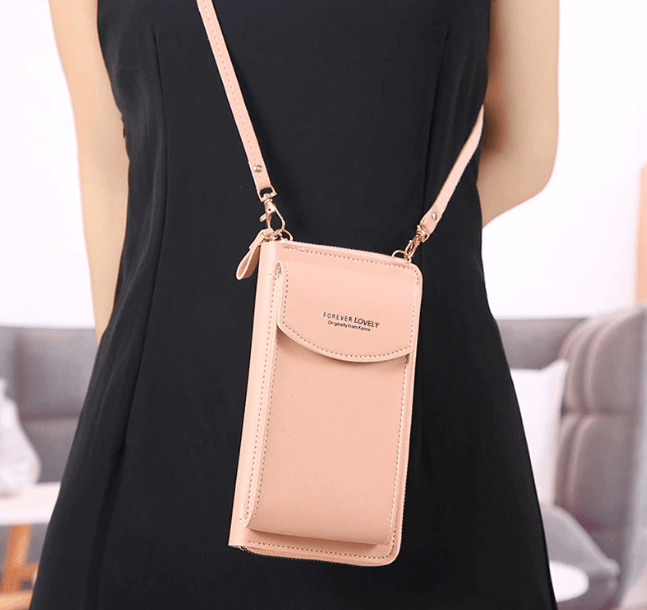 High-quality PU leather compact shoulder bag for ladies, featuring an adjustable strap.