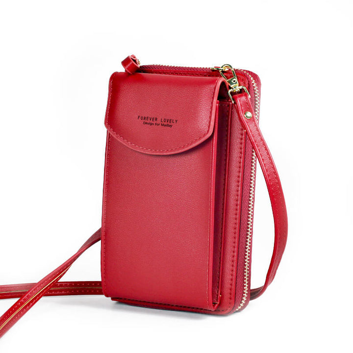 Small women's PU leather crossbody bag, compact and practical for essentials, adjustable strap.