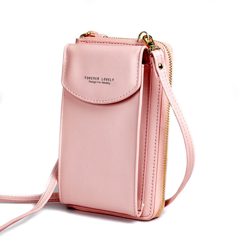 Minimalist compact PU leather crossbody bag for ladies, featuring an adjustable strap.
