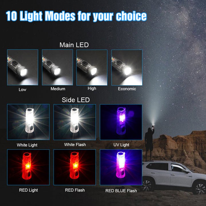 Compact rechargeable EDC flashlight, mini portable LED light for everyday carry with waterproof design.