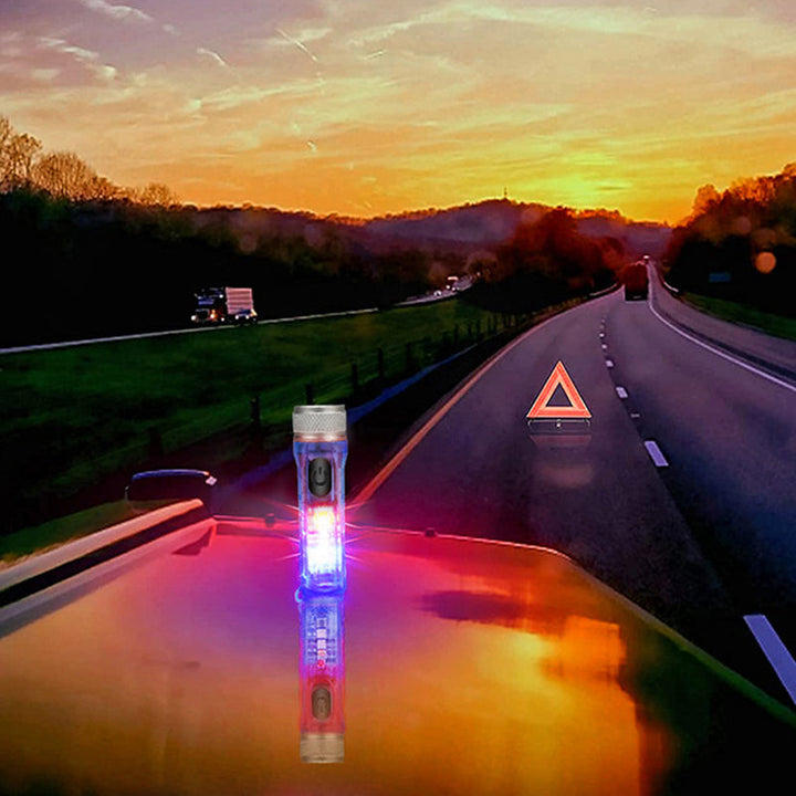 Everyday carry LED flashlight, mini and rechargeable, designed for portability and emergency situations.