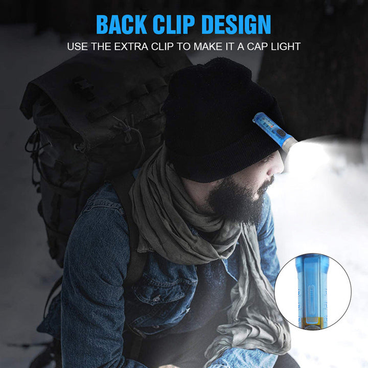 Durable mini rechargeable LED flashlight, essential EDC gear for outdoor enthusiasts and utility tasks.