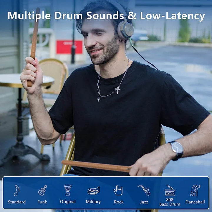 Beginner-friendly RhythmoMax electronic drum set for kids & adults, great for learning & fun.