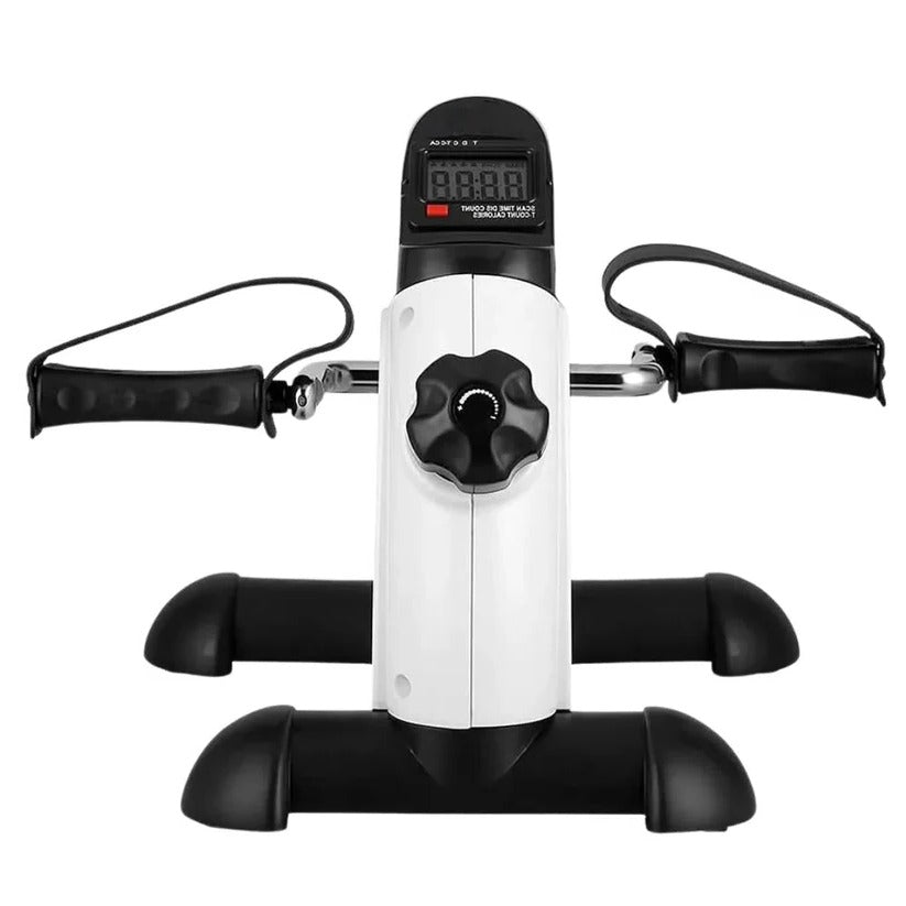 Compact under-desk pedal exerciser with LCD display for quiet leg & arm workouts.