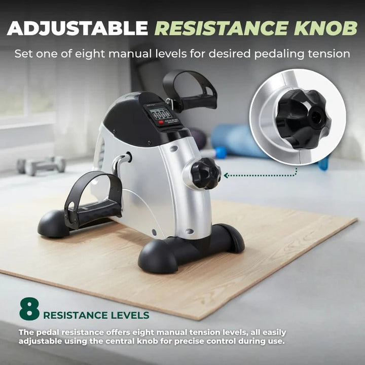 Unisex portable pedal exerciser for low-impact arm & leg workouts at home or office.
