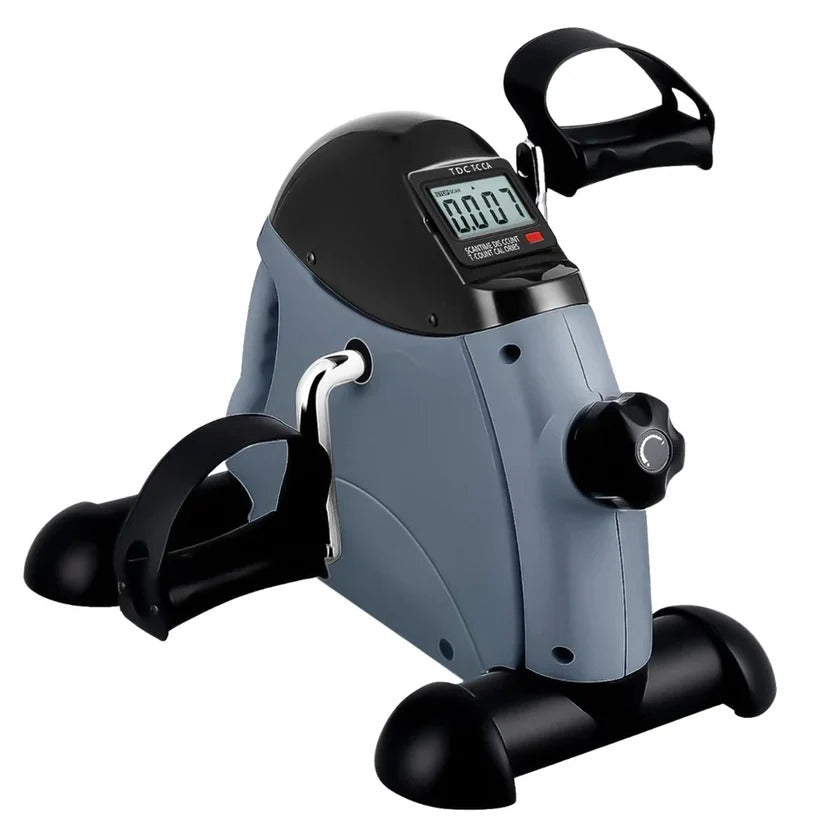 Quiet under-desk mini pedal exerciser, portable and adjustable, ideal for discreet office fitness.