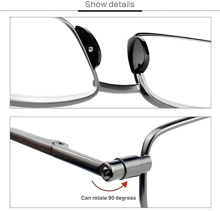 Durable stainless steel frame unisex folding readers with scratch-resistant acrylic lenses, vision aid.