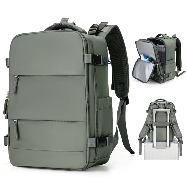 Black unisex laptop backpack, airline approved, ideal for commuters and daily essentials. Fits up to 15-inch.
