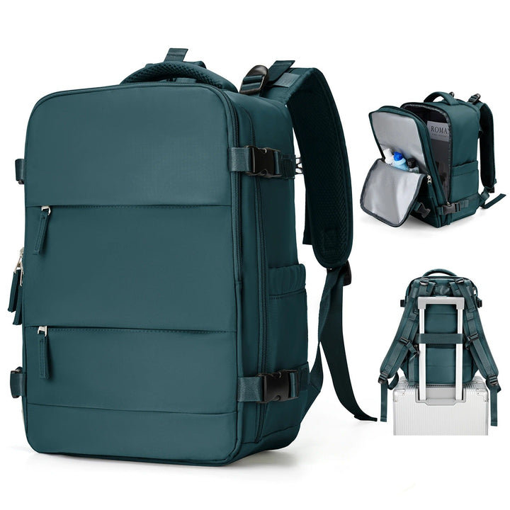 Nylon green compact travel bag, perfect airline approved commuter backpack for weekend trips & daily use.
