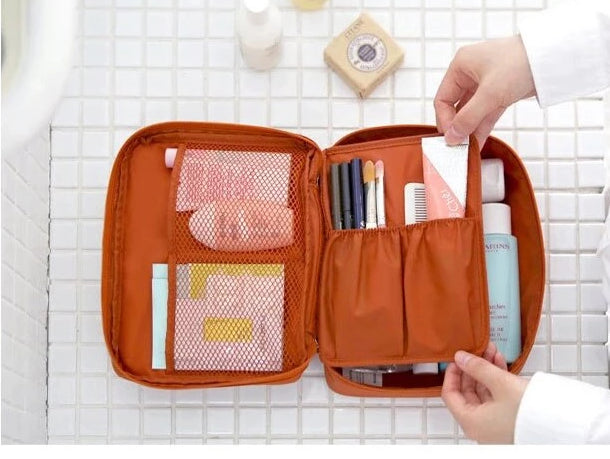 Portable beauty storage case, waterproof & compact, ideal for women's travel essentials.