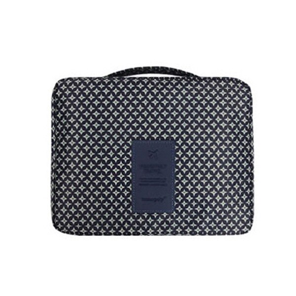 Travel-friendly waterproof makeup storage, dark blue, designed for women's beauty.