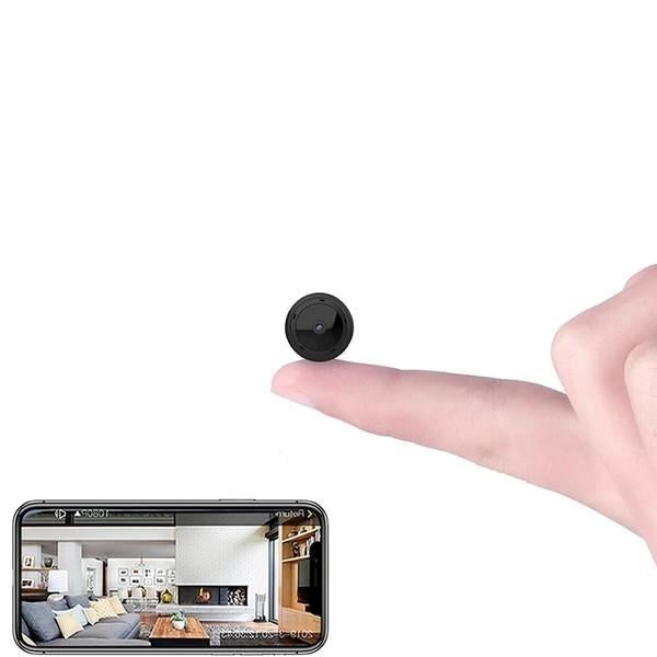 Compact WiFi security camera with night vision for discreet home surveillance & motion alerts.