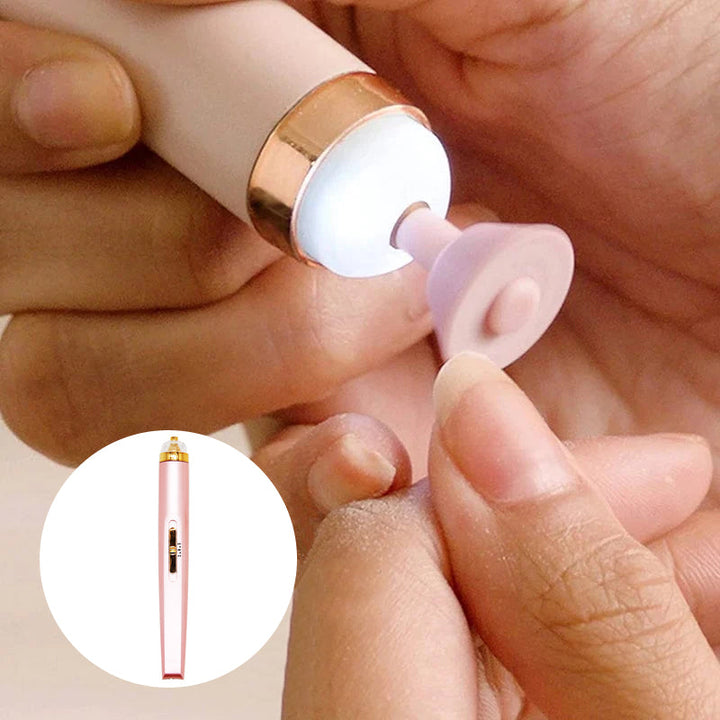 Close-up of electric nail file operating, perfect for beauty care and personal grooming