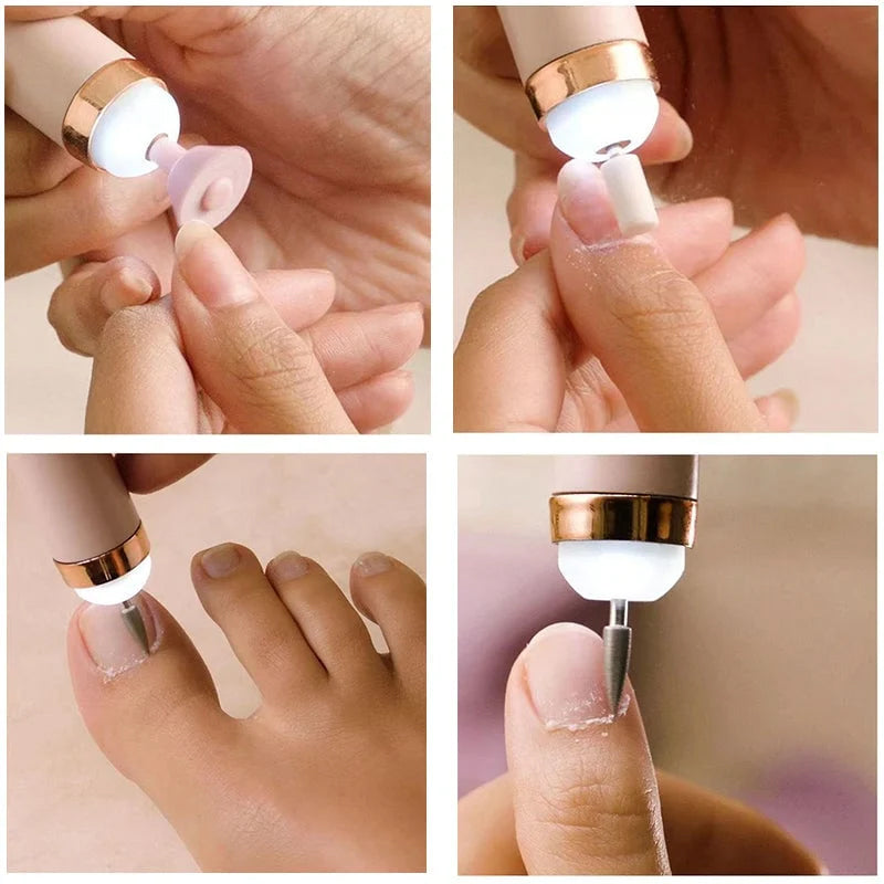 Pedicure kit: electric nail file with callus remover attachment for foot care