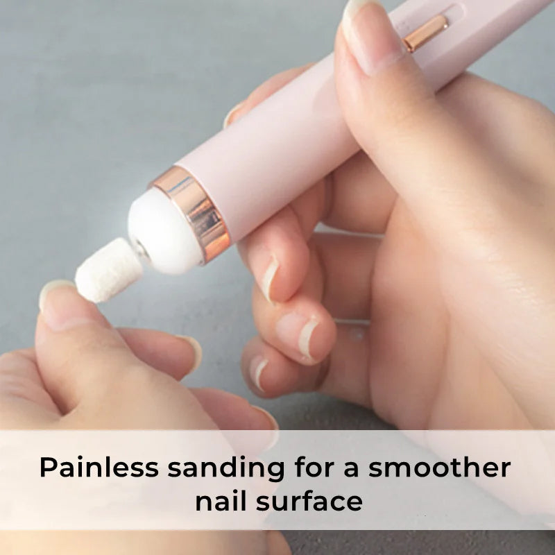 Electric nail care kit in a compact storage case, ideal for travel and home use