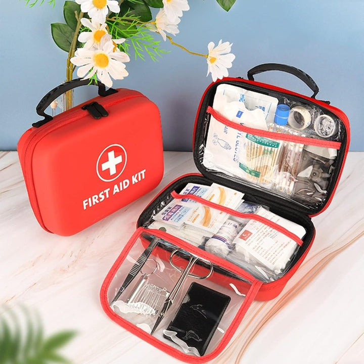 Comprehensive first aid kit for emergency preparedness with essential medical supplies for home & outdoor.