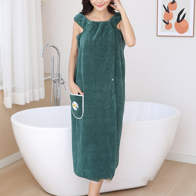 Luxurious coral fleece wearable bathrobe, highly absorbent for women