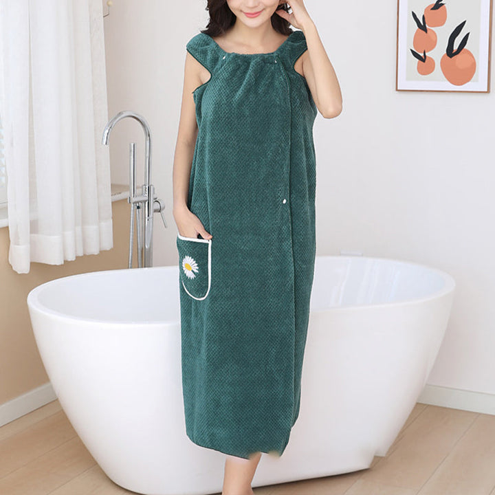 Luxurious coral fleece wearable bathrobe, highly absorbent for women